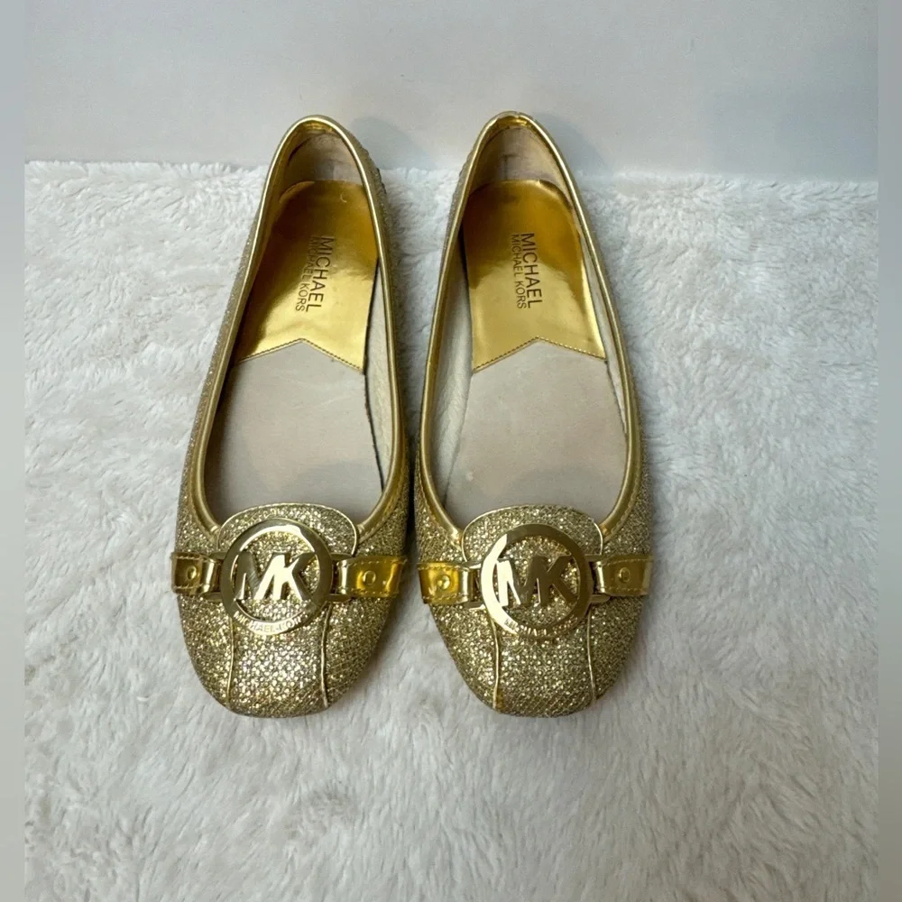 MICHAEL MICHAEL KORS Fulton Metallic Canvas & Leather Moccasin / Ballet flat.  7 - Picture 4 of 13